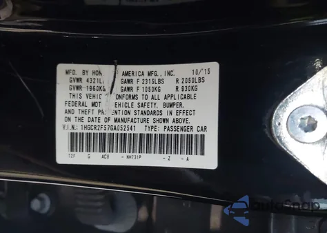 2016 Honda Accord Sport z USA, uszkodzony, nr VIN 1HGCR2F57GA052541